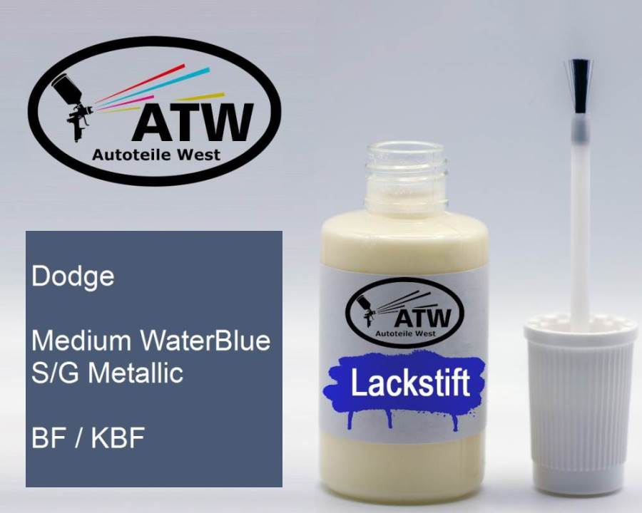 Dodge, Medium WaterBlue S/G Metallic, BF / KBF: 20ml Lackstift, von ATW Autoteile West.